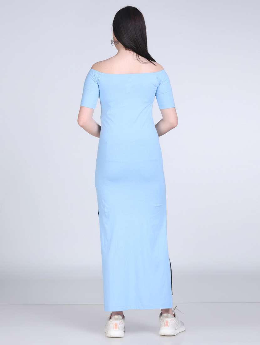 women solid off shoulder straight long top - 21996404 -  Standard Image - 5