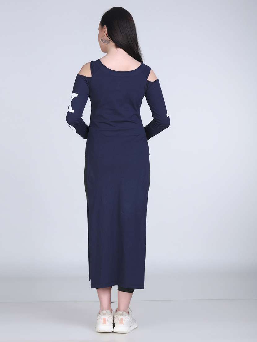 women typographic cold shoulder long top - 21996405 - Standard Image - 3