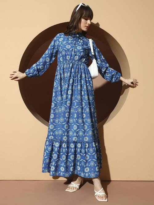 women printed puff sleeve tiered maxi dress - 21996412 -  Standard Image - 0