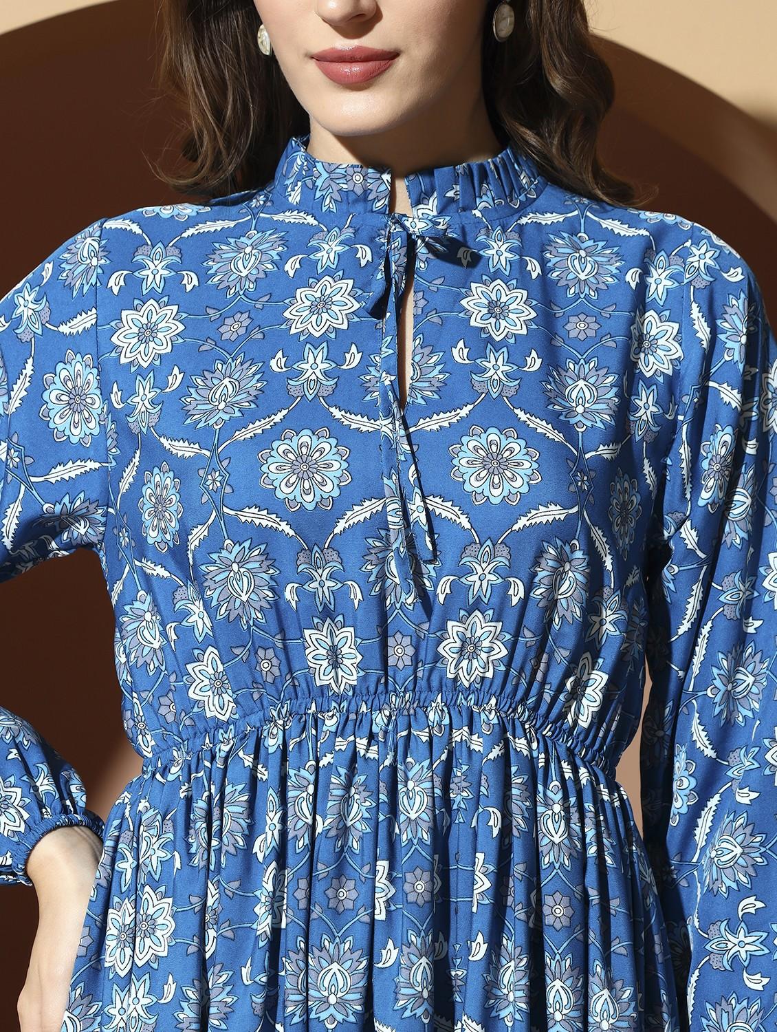 women printed puff sleeve tiered maxi dress - 21996412 - Standard Image - 5