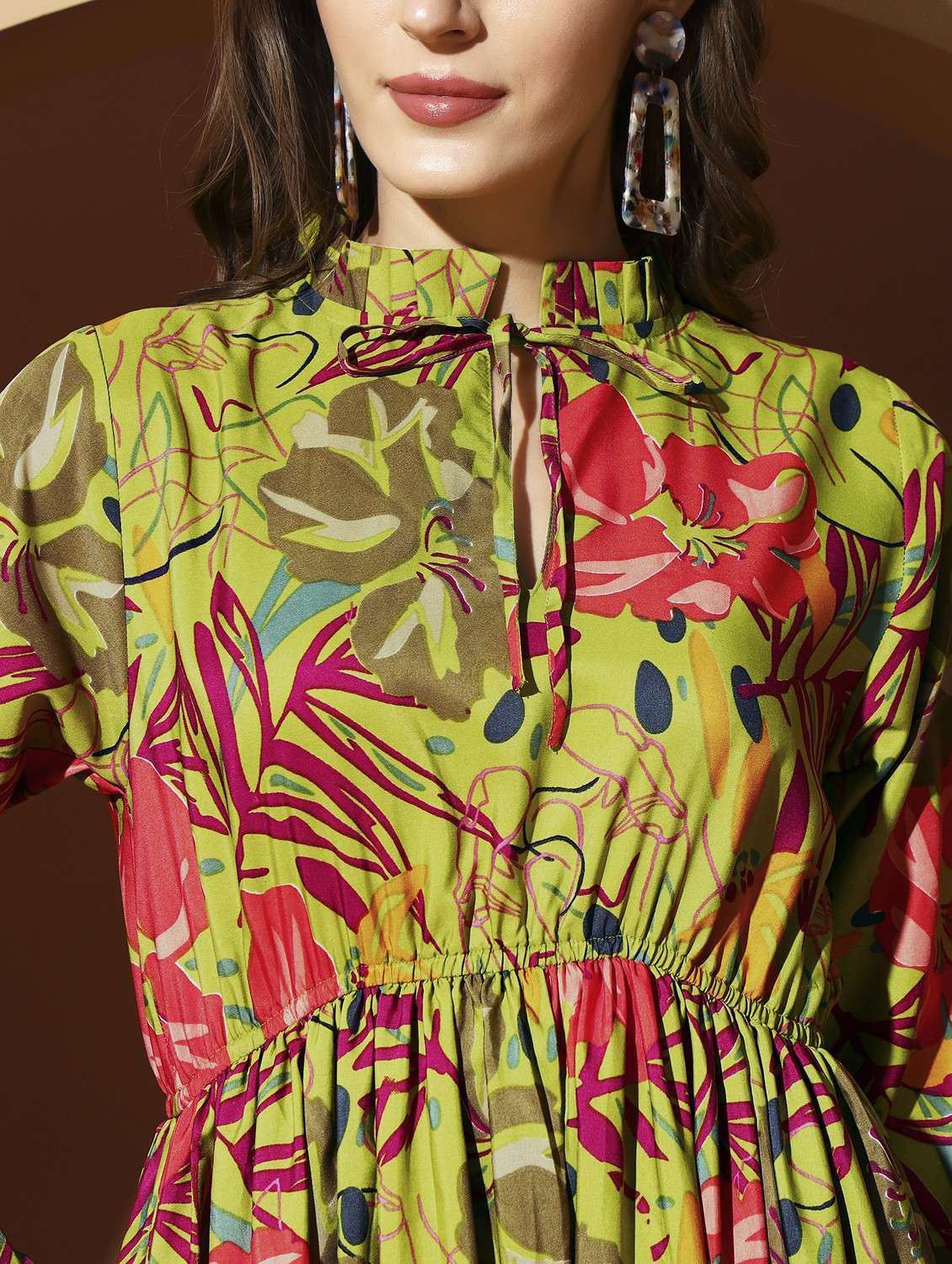 women printed puff sleeve tiered maxi dress - 21996413 -  Standard Image - 5