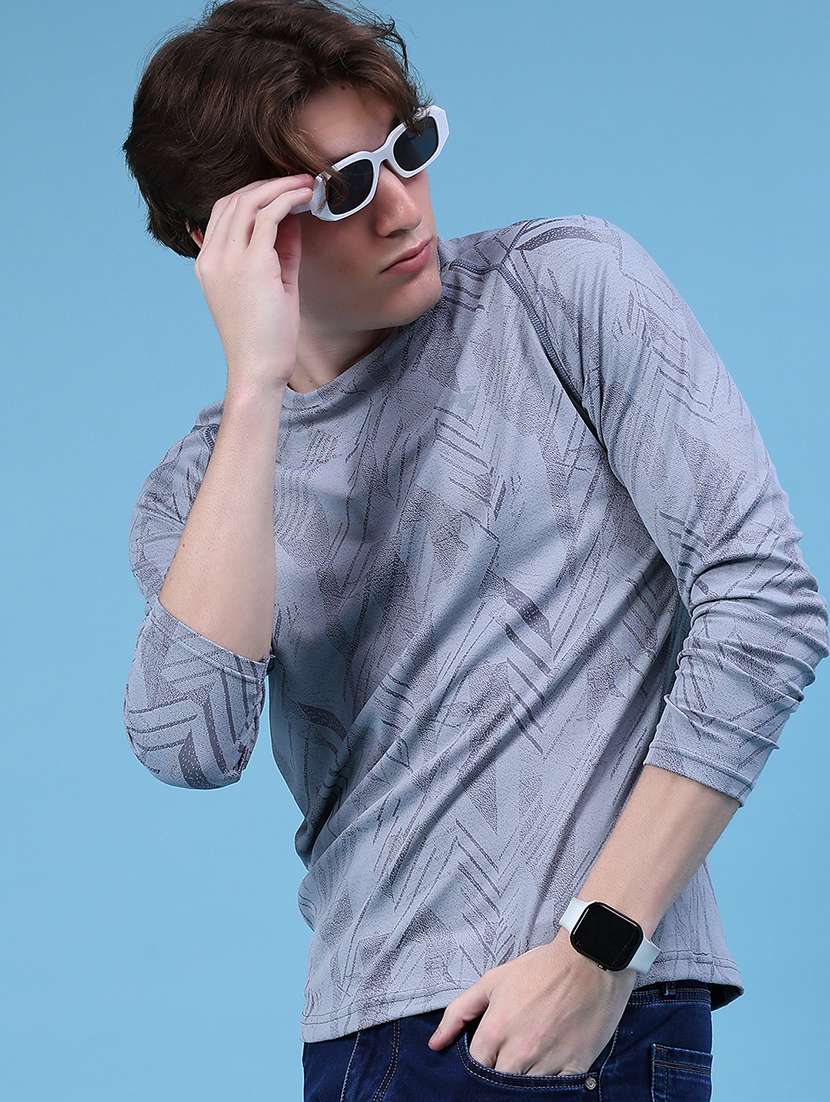 men printed round neck long sleeve t-shirt - 21996452 -  Zoom Image - 0