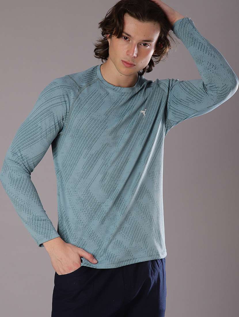 men printed round neck long sleeve t-shirt