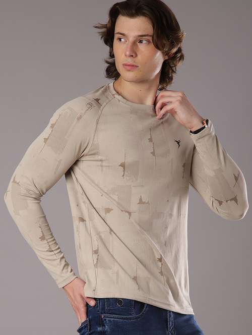 men printed round neck long sleeve t-shirt - 21996456 -  Standard Image - 0