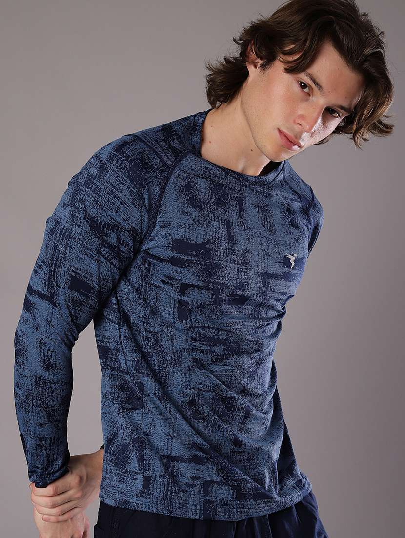 men printed round neck long sleeve t-shirt