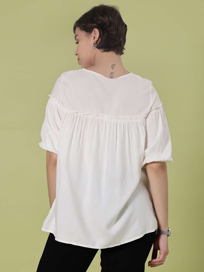 women embroidered three quarter sleeve kurti - 21996474 -  Standard Image - 3