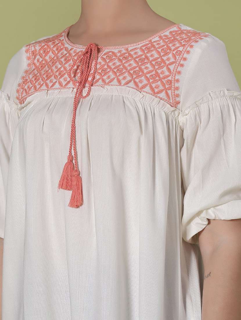 women embroidered three quarter sleeve kurti - 21996474 -  Standard Image - 5