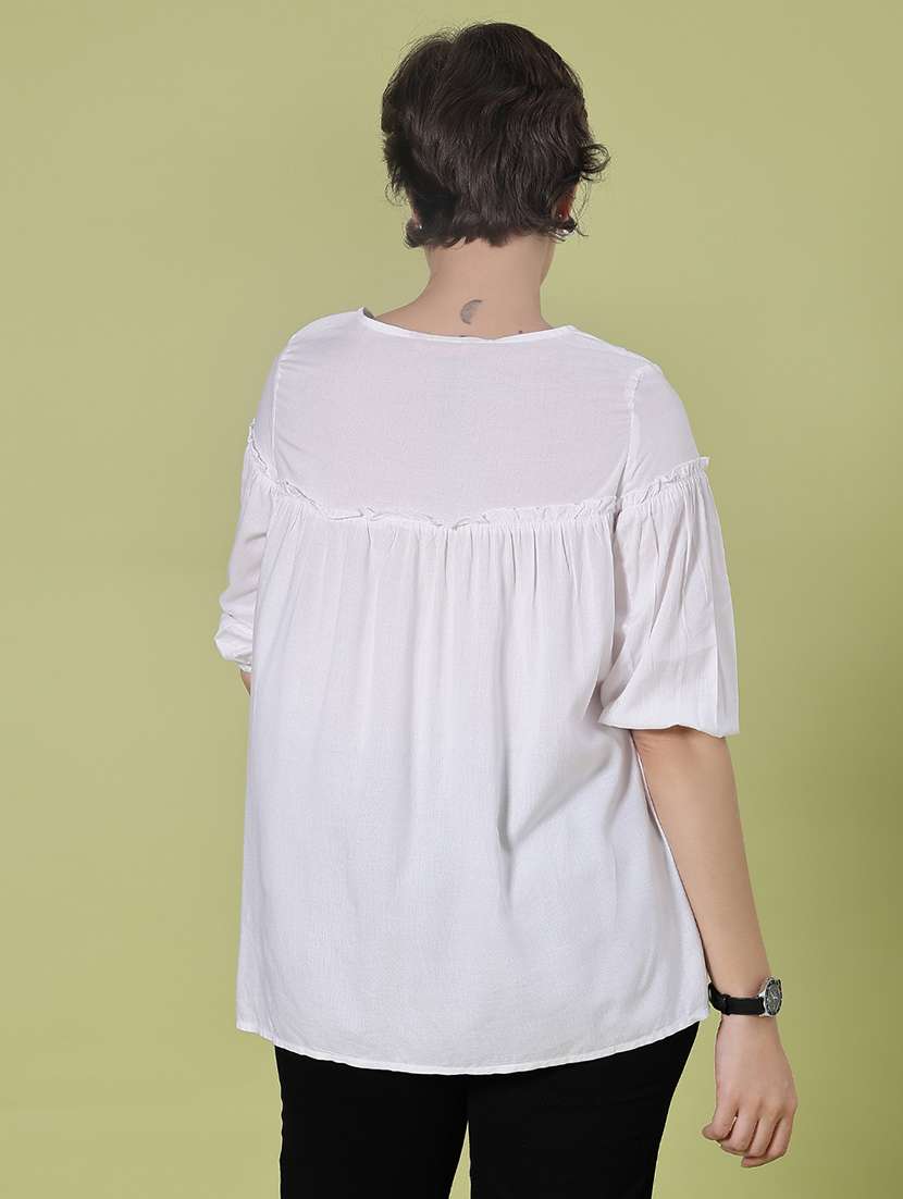 women embroidered three quarter sleeve kurti - 21996475 -  Standard Image - 3