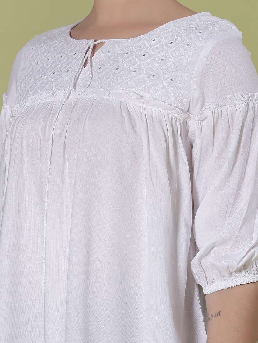 women embroidered three quarter sleeve kurti - 21996475 -  Standard Image - 5