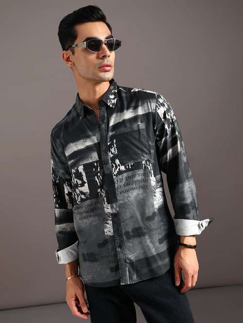 men printed long sleeve regular fit casual shirt - 21996527 -  Standard Image - 0