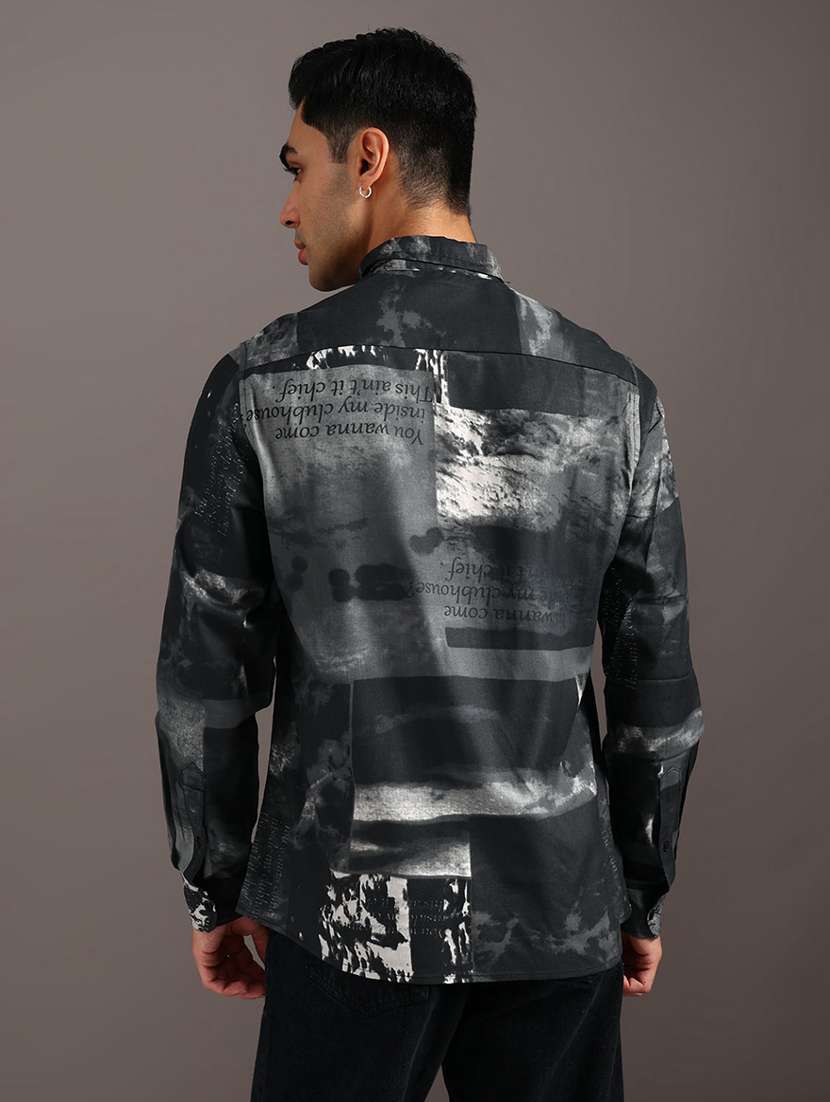 men printed long sleeve regular fit casual shirt - 21996527 -  Standard Image - 3