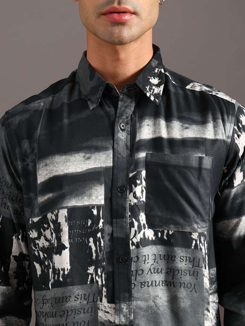 men printed long sleeve regular fit casual shirt - 21996527 -  Standard Image - 5