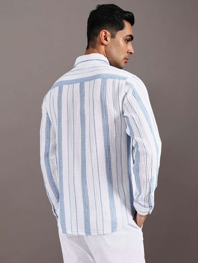 men striped long sleeve regular fit casual shirt - 21996528 -  Standard Image - 3