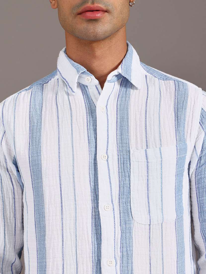 men striped long sleeve regular fit casual shirt - 21996528 -  Standard Image - 5