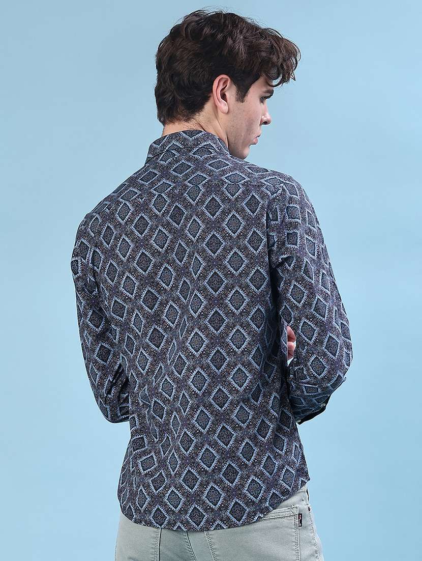 men printed long sleeve regular fit casual shirt - 21996538 -  Standard Image - 3