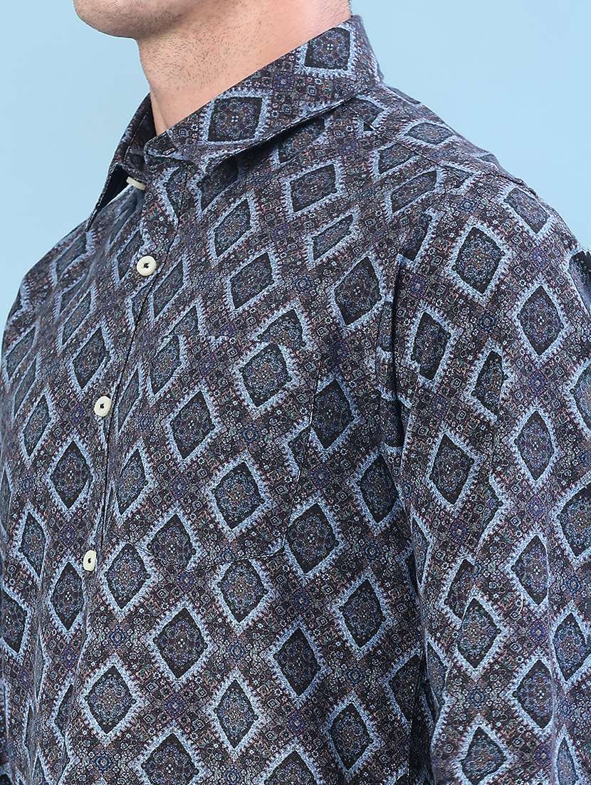 men printed long sleeve regular fit casual shirt - 21996538 -  Standard Image - 5