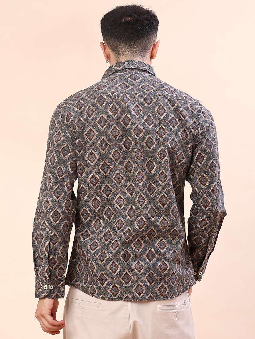 men printed long sleeve regular fit casual shirt - 21996539 -  Standard Image - 3