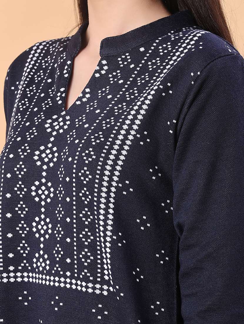 women self designed long sleeve straight woolen kurta - 21996573 -  Standard Image - 5