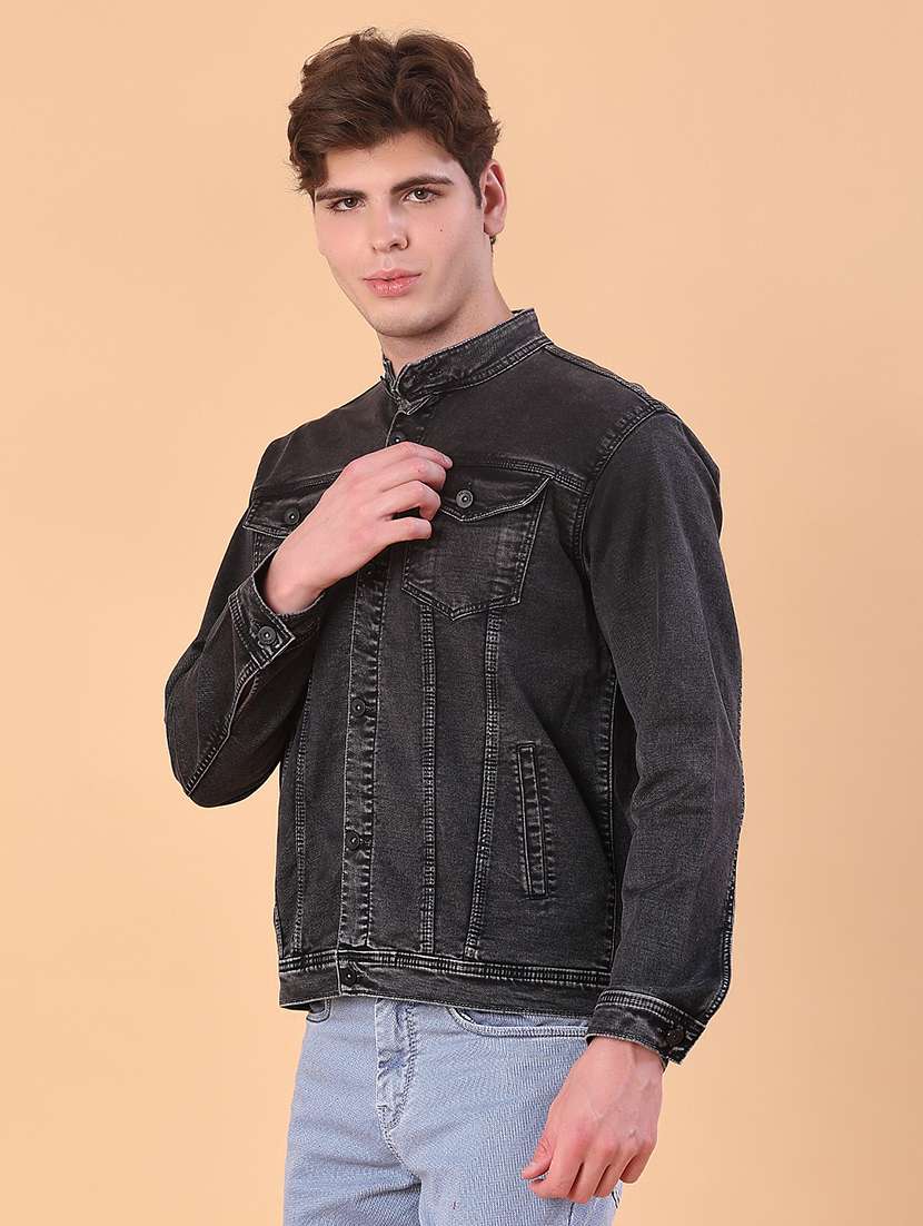 men solid long sleeve regualr fit denim jacket - 21996619 -  Standard Image - 3