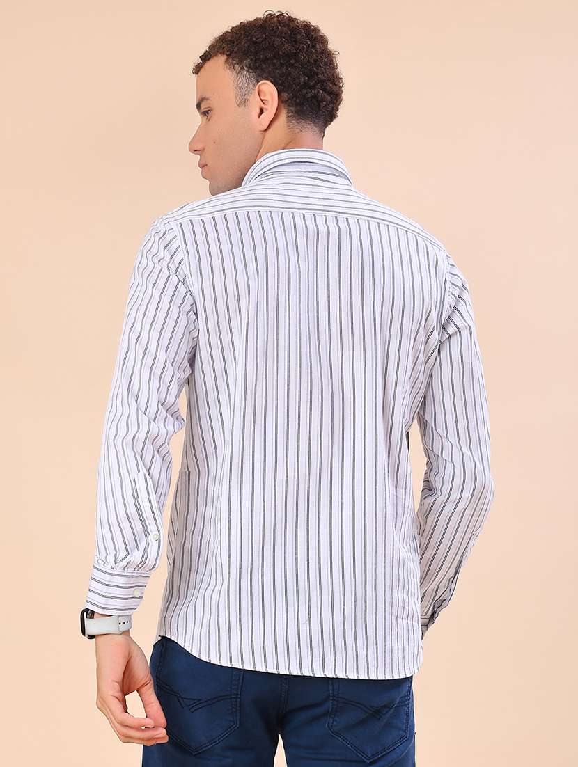 men striped long sleeve regular fit casual shirt - 21996632 -  Standard Image - 3