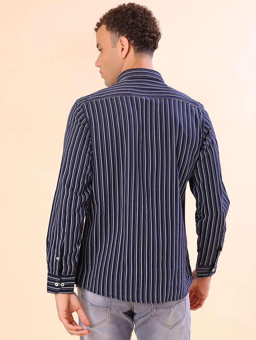 men striped long sleeve regular fit casual shirt - 21996633 -  Standard Image - 3