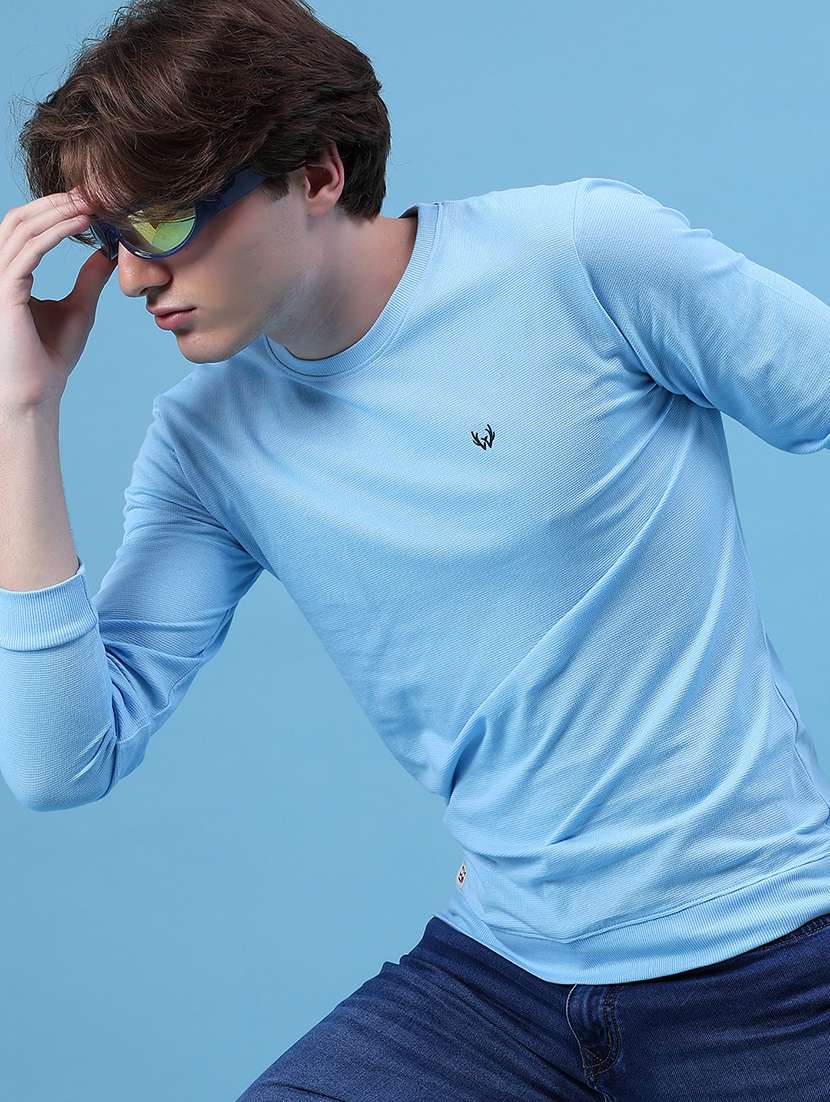 men solid long sleeve slim fit t- shirt