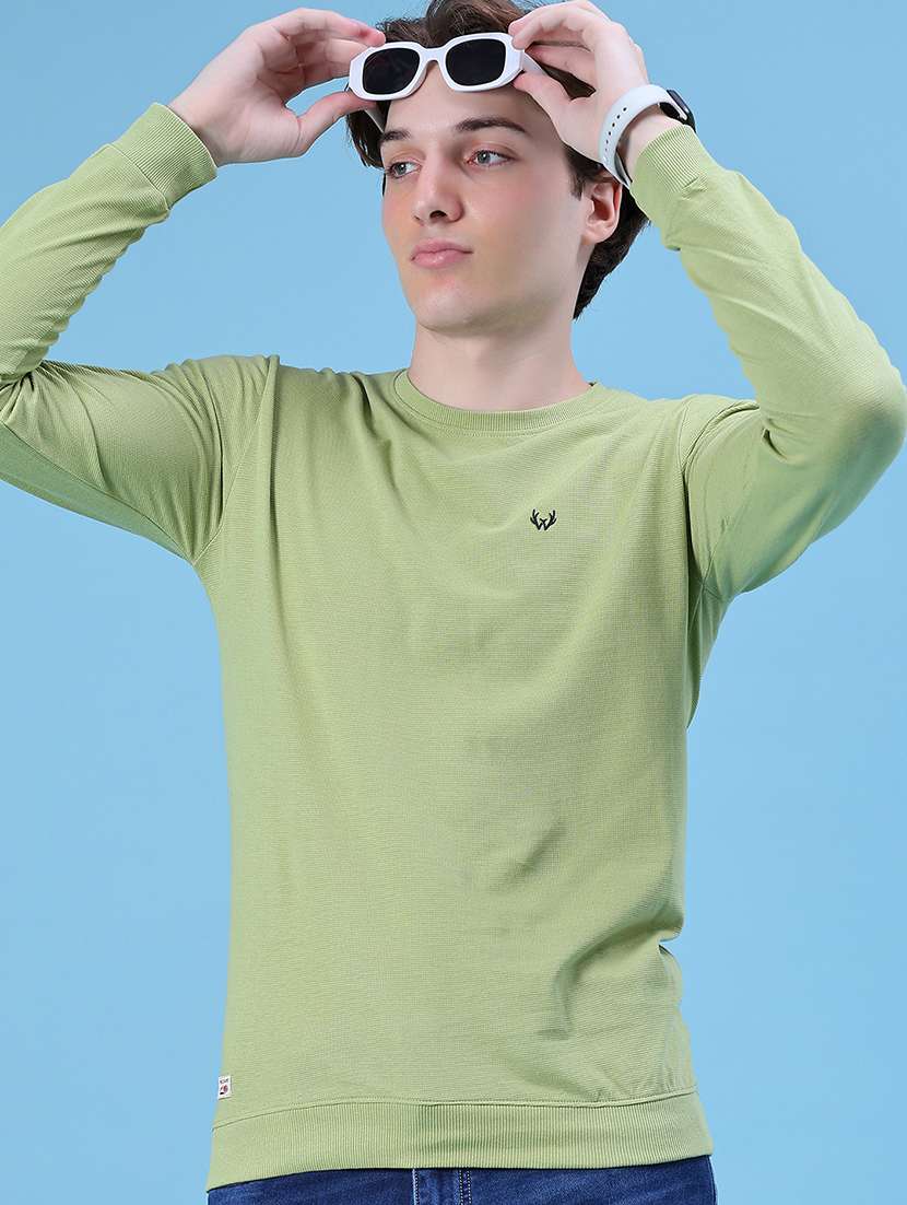 men solid long sleeve slim fit t- shirt