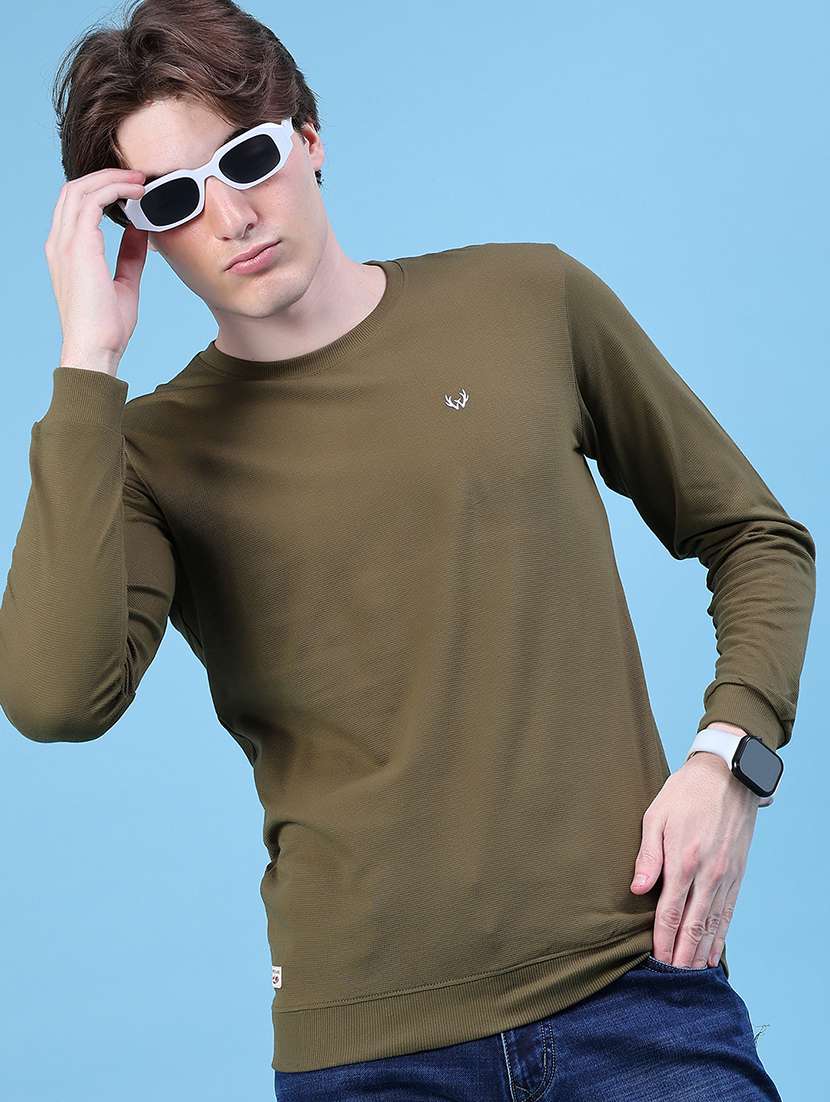 men solid long sleeve slim fit t-shirt