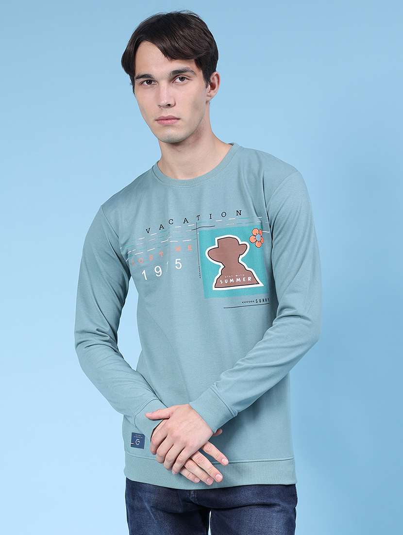 men chest print long sleeve regular fit sweatshirt