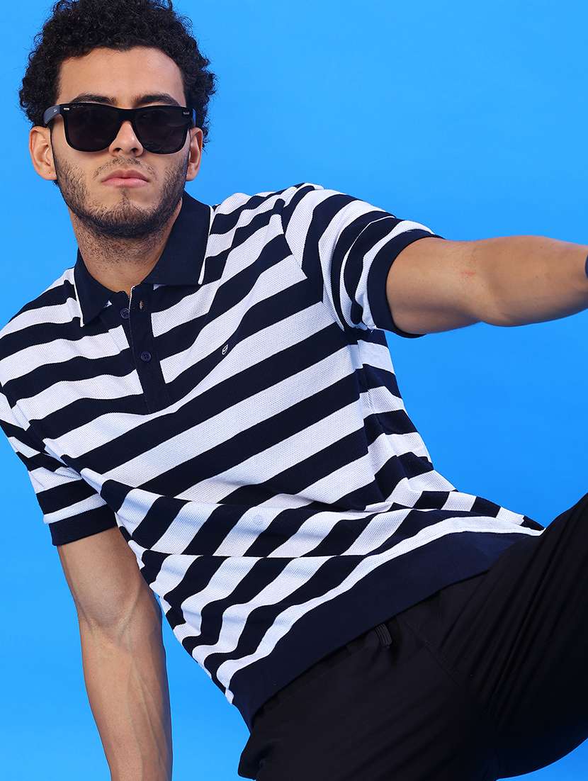 men striped short sleeve regular fit polo t-shirt