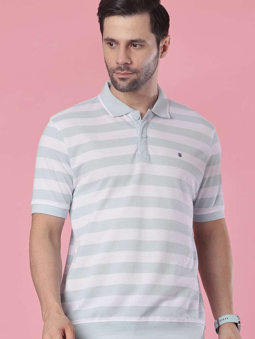 men striped short sleeve regular fit polo t-shirt