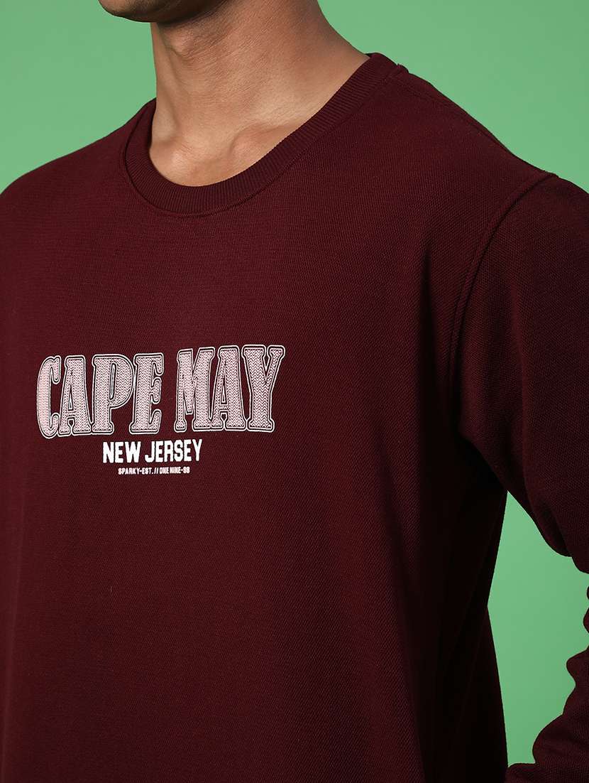 maroon cotton front print sweatshirt - 21996729 -  Standard Image - 5
