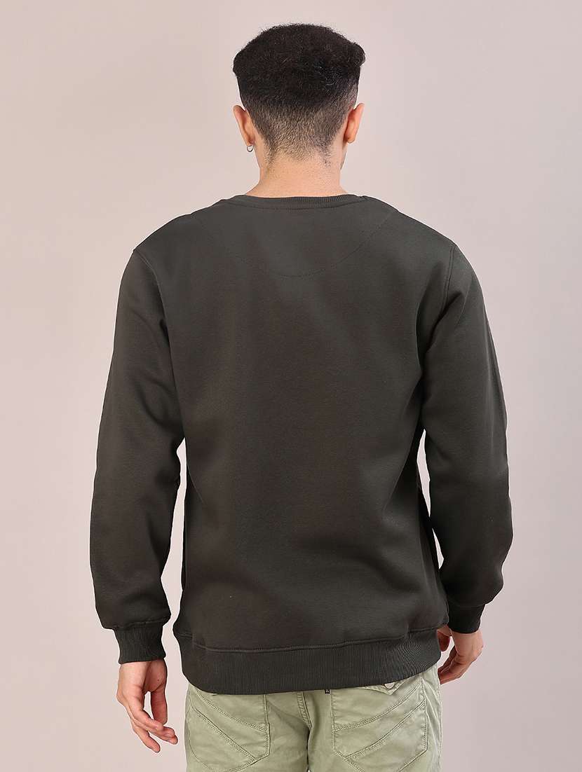 olive cotton front print sweatshirt - 21996743 - Standard Image - 3