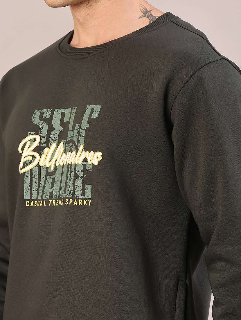 olive cotton front print sweatshirt - 21996743 - Standard Image - 5