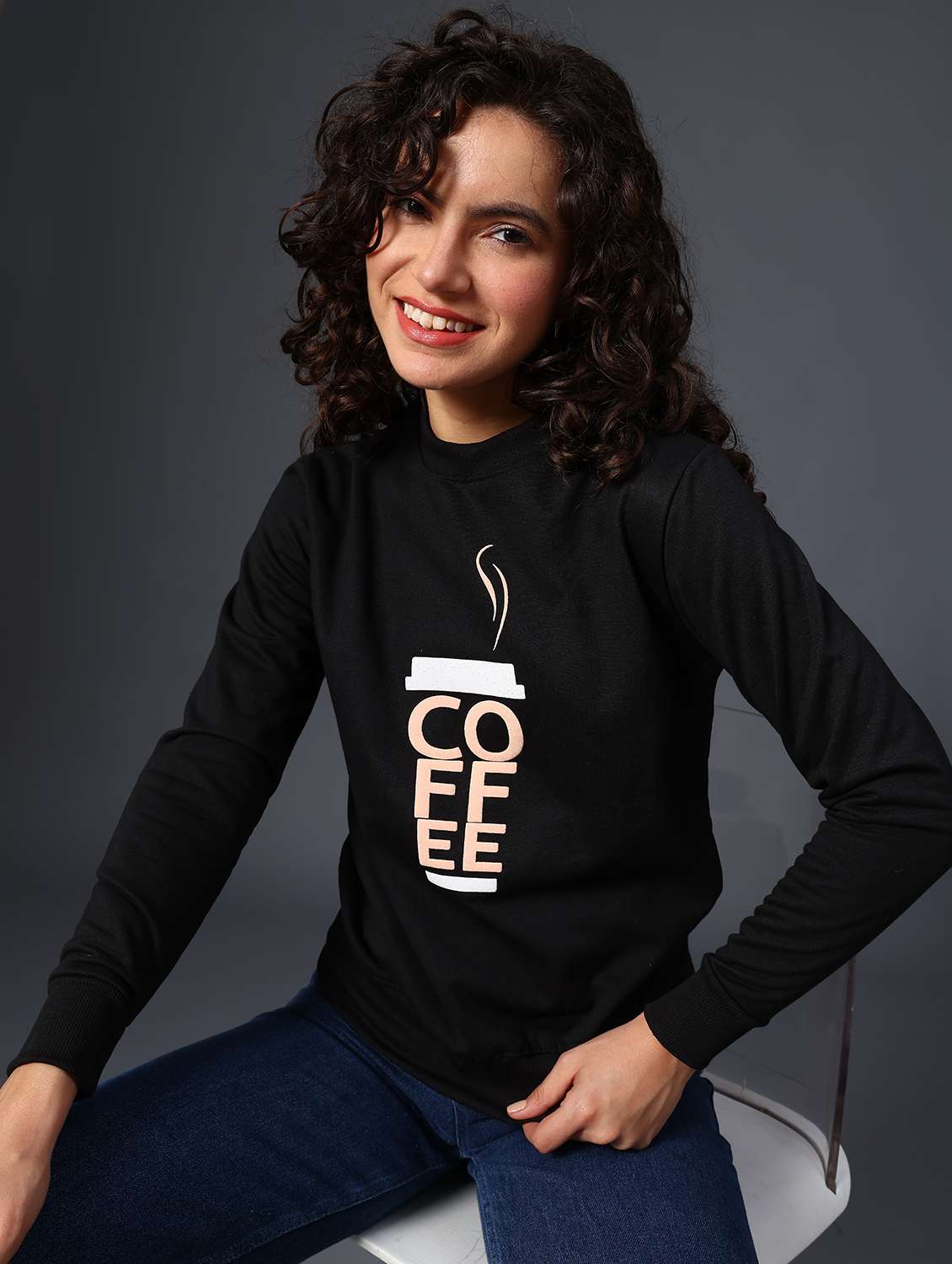 women printed long sleeve sweatshirt