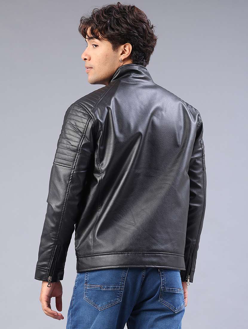 men solid long sleeve biker jacket - 21996763 -  Standard Image - 3