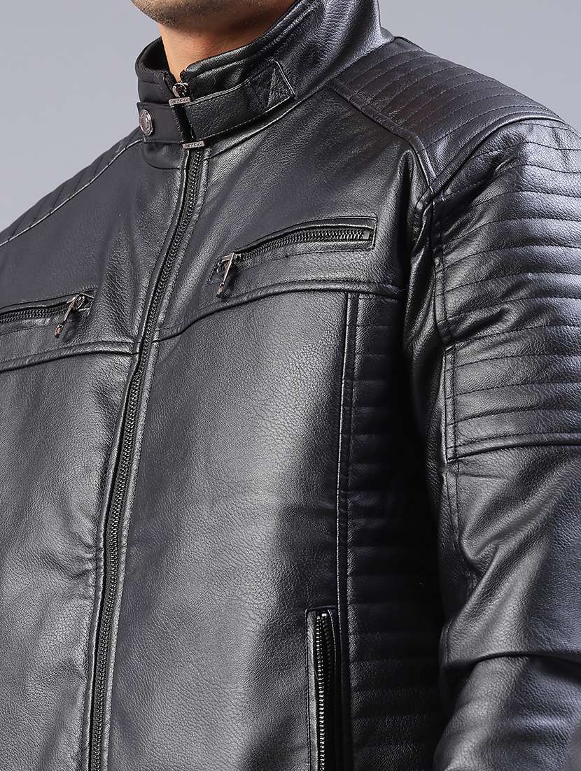 men solid long sleeve biker jacket - 21996763 -  Standard Image - 5