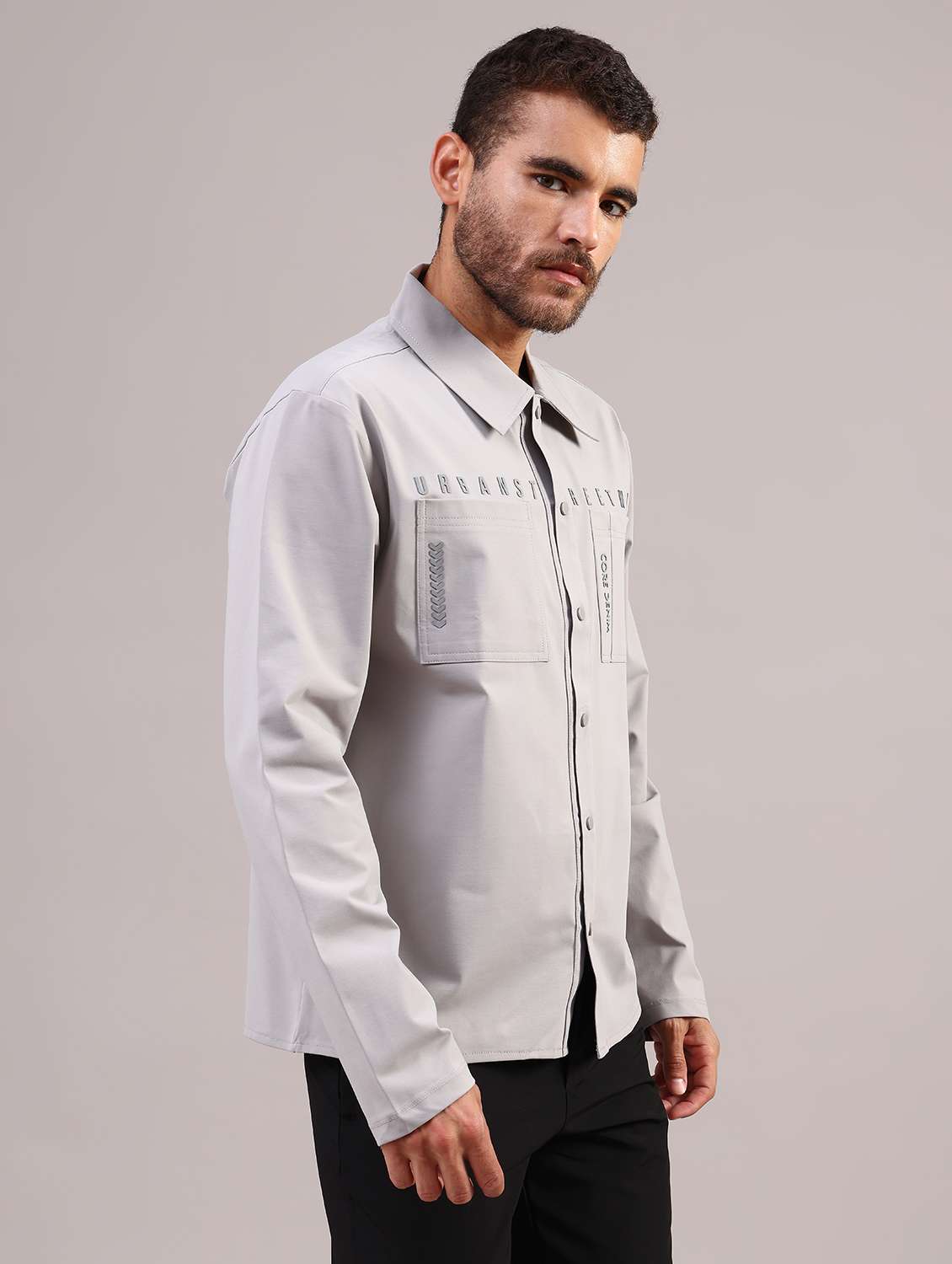 men solid collared long sleeve shirt - 21996835 -  Standard Image - 3