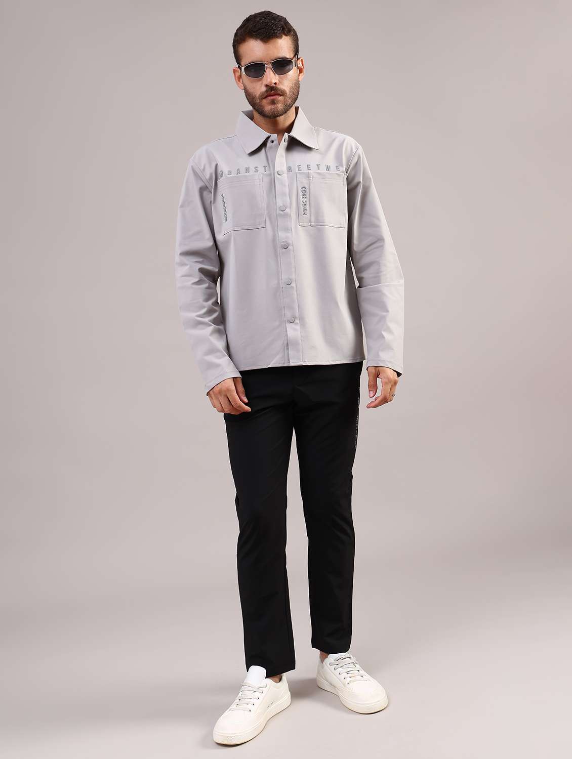 men solid collared long sleeve shirt - 21996835 -  Standard Image - 5