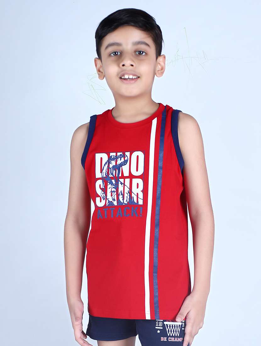 boys red printed sleeveless vest - 21996845 -  Standard Image - 3