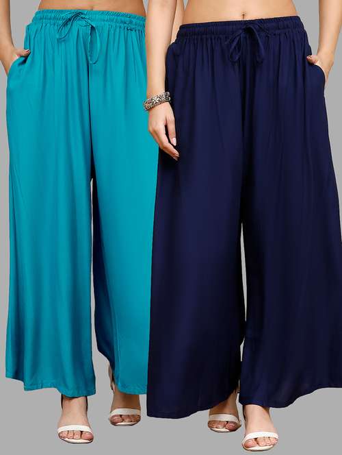 women pack of 2 solid flared palazzo - 21996852 -  Standard Image - 0