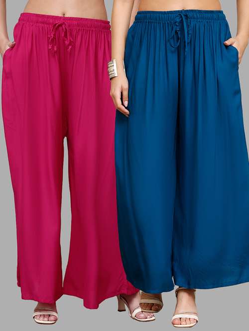 women pack of 2 solid flared palazzo - 21996878 - Standard Image - 0