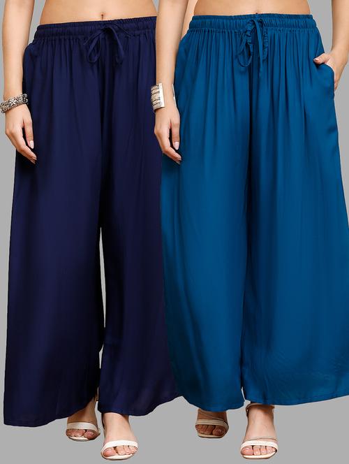 women pack of 2 solid flared palazzo - 21996891 -  Standard Image - 0