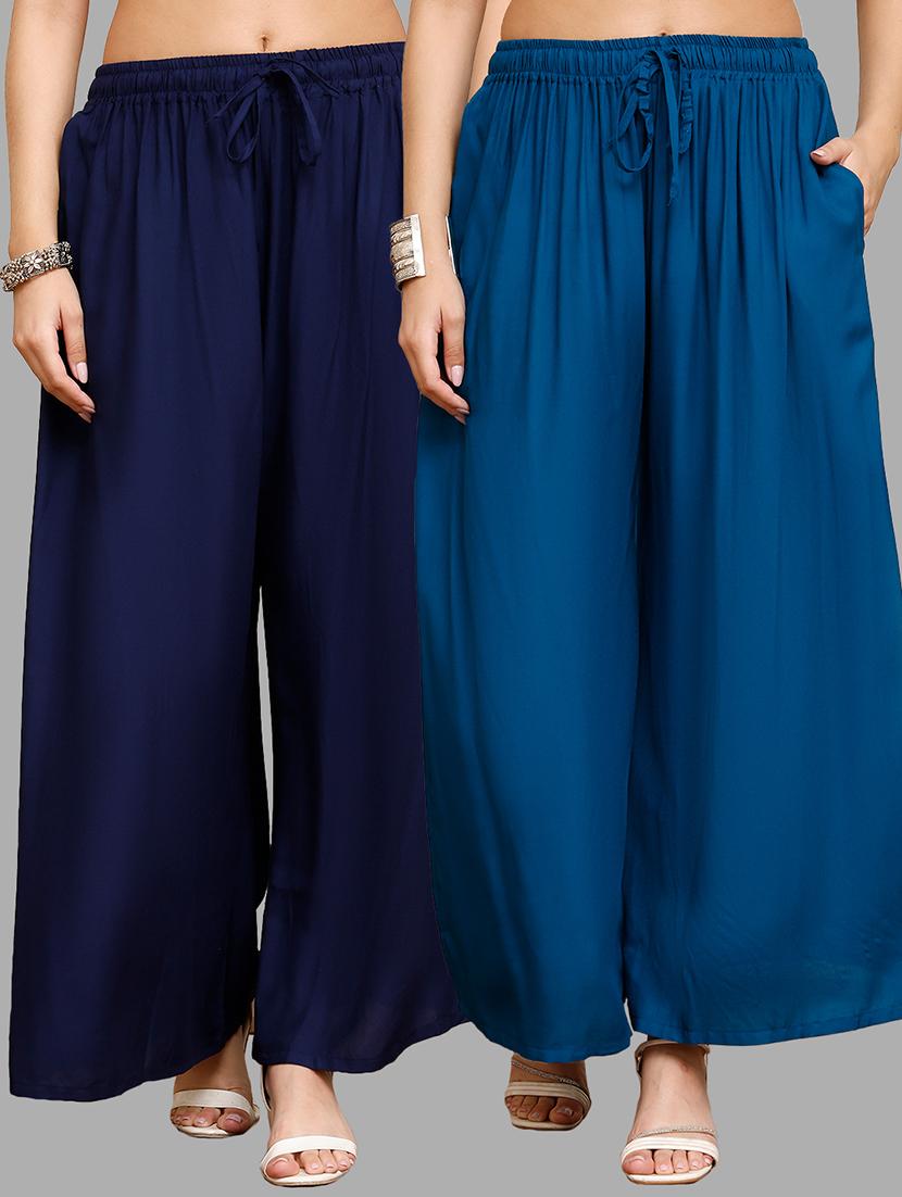women pack of 2 solid flared palazzo - 21996891 -  Zoom Image - 0