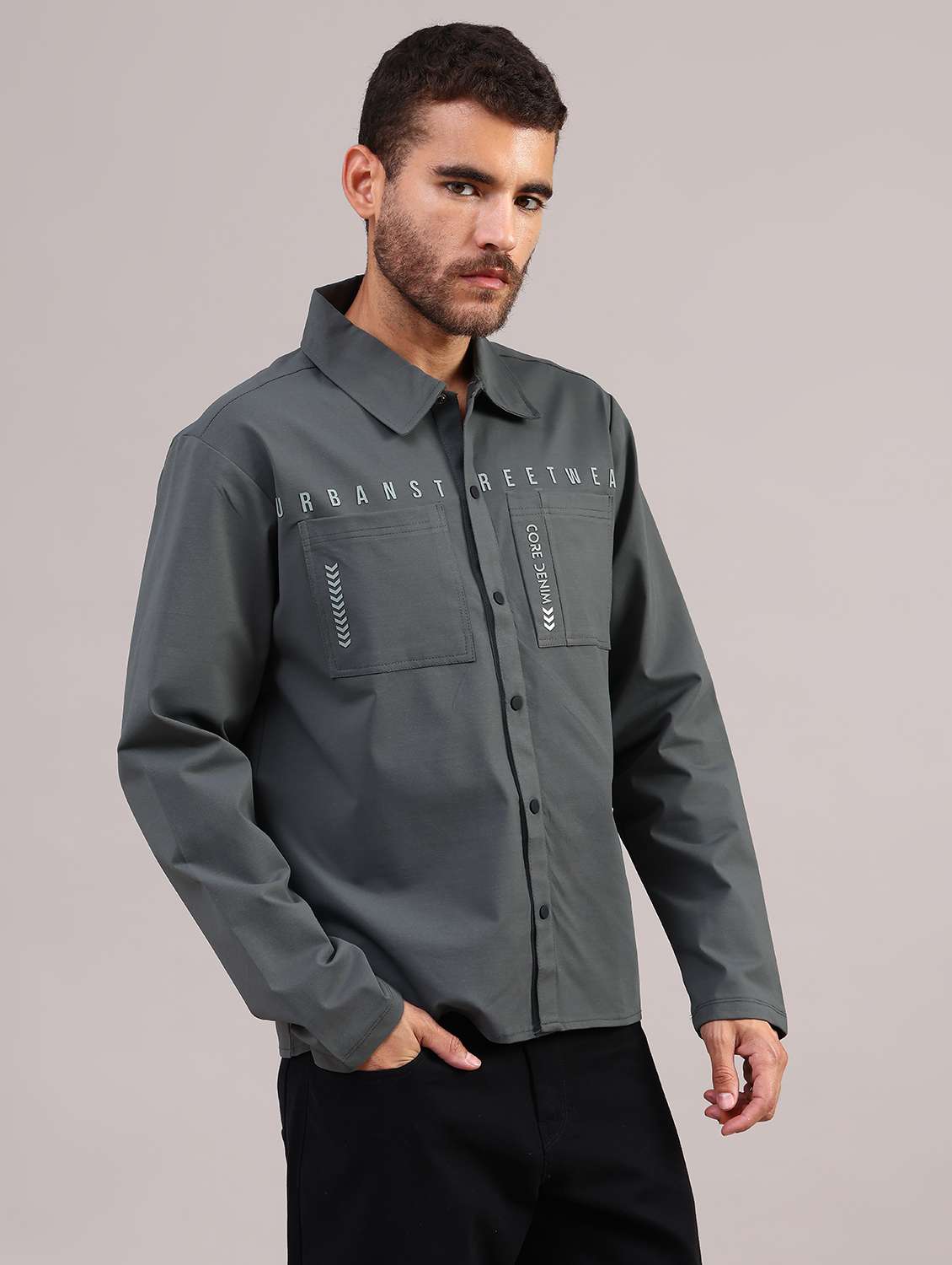 men solid collared long sleeve shirt - 21996898 -  Standard Image - 3