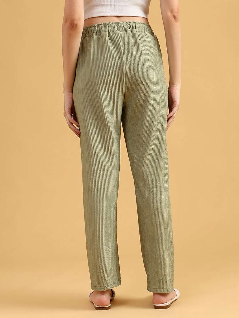 women solid mid rise straight trouser - 21996938 -  Standard Image - 3