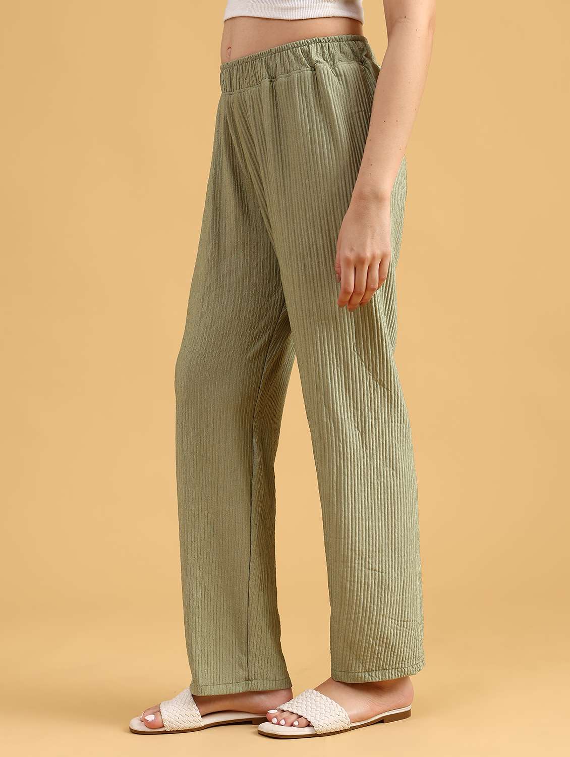 women solid mid rise straight trouser - 21996938 -  Standard Image - 5