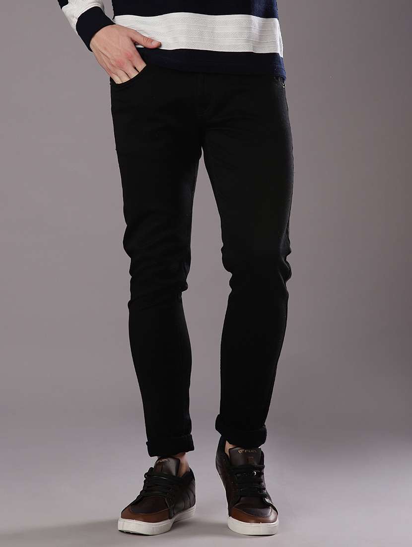 men solid mid rise slim fit jean