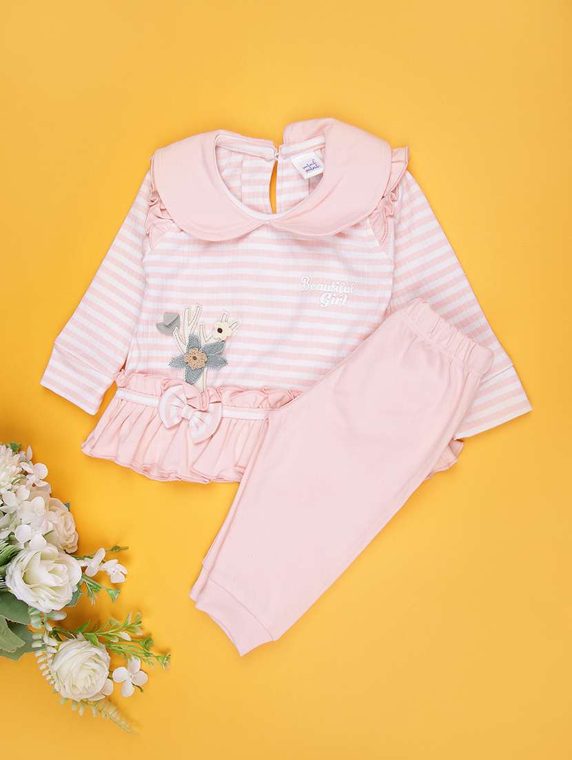 girls printed long sleeve full length set