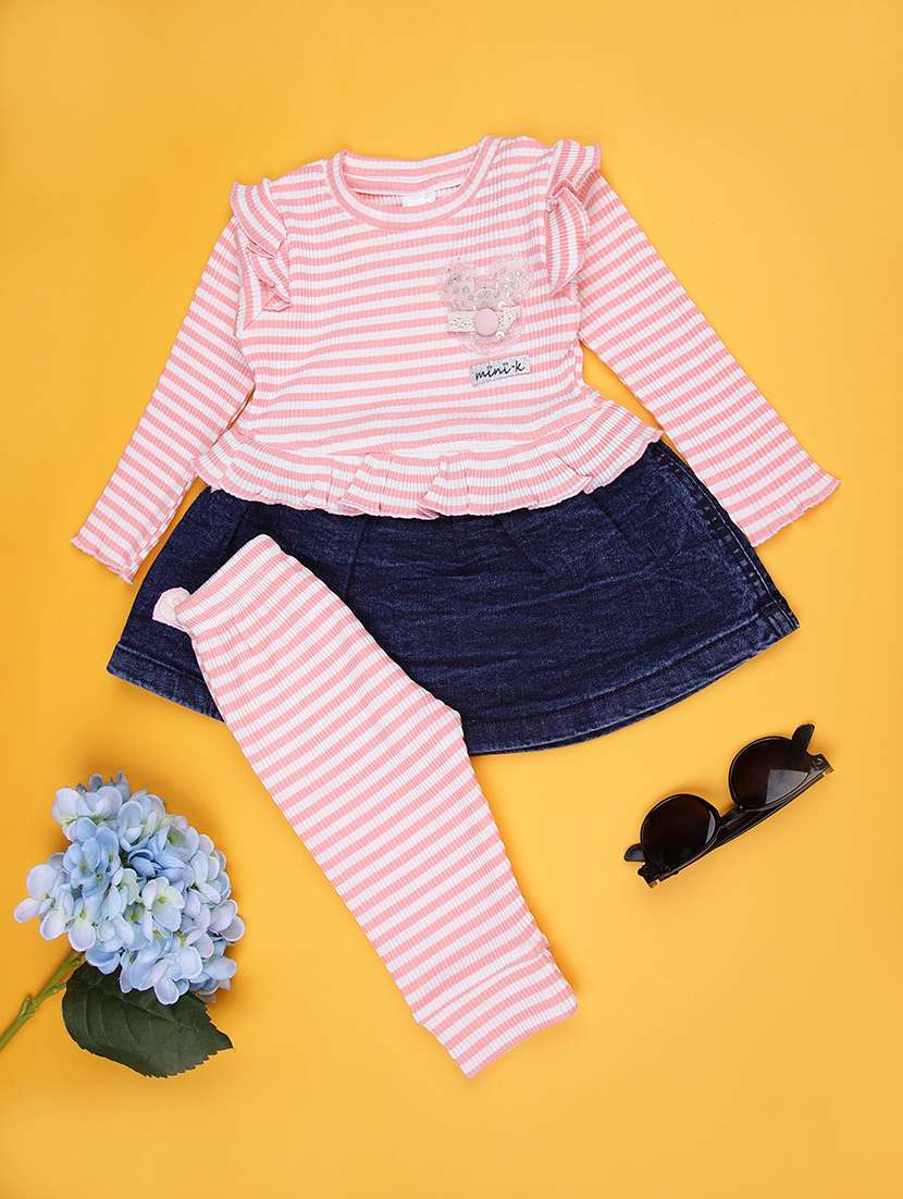 girls striped long sleeve full length set